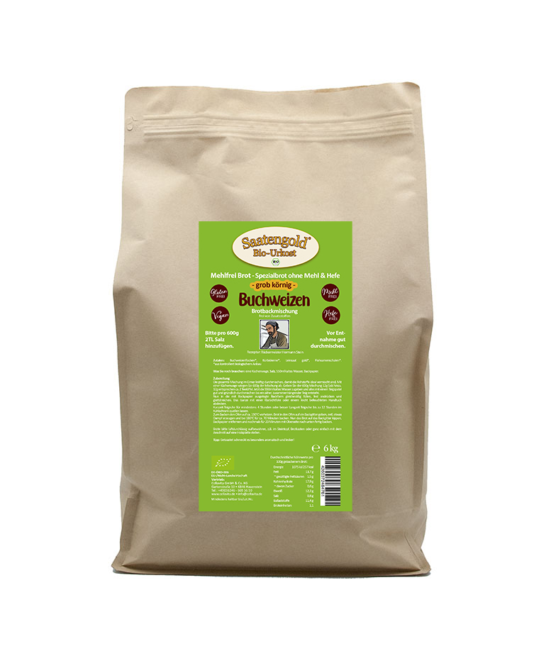 Mehlfreibrot Buchweizen -grob körnig- Bio Brotbackmischung